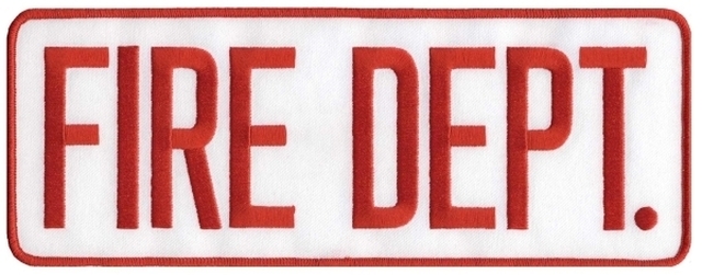 FIRE DEPT Red on White 11X4 back panel patch