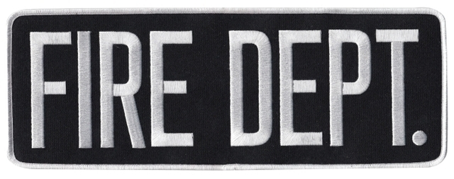 FIRE DEPT White on Black 11X4 back panel patch