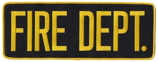 FIRE DEPT Medium Gold on Midnight Navy 11X4 back panel patch