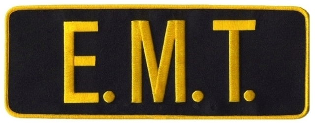 E.M.T. Medium Gold on Midnight Navy Back Panel Uniform Patch 11" X 4" EMT