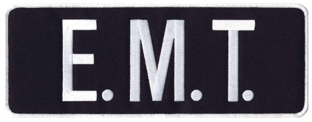 E.M.T. White on Midnight Navy Back Panel Uniform Patch 11" X 4" EMT
