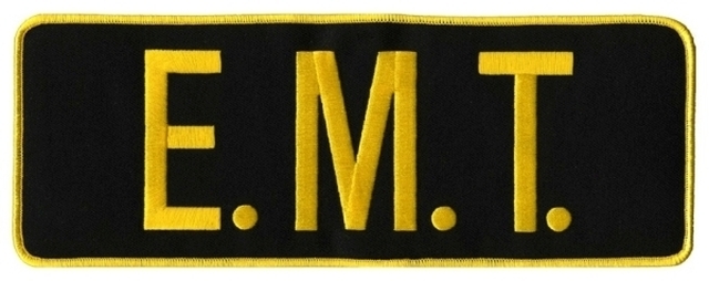 E.M.T. Medium Gold on Black Back Panel Uniform Patch 11" X 4" EMT