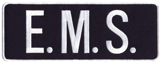 E.M.S. White on Midnight Navy Back Panel Uniform Patch 11" X 4"