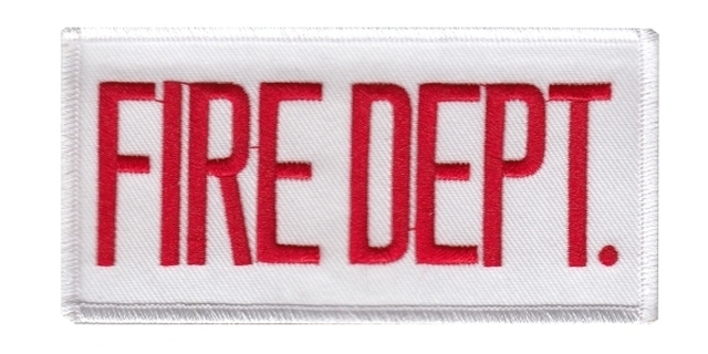 FIRE DEPT. Red on White 2X4 Front Panel Patch