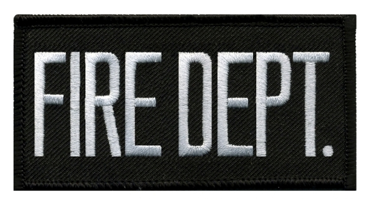FIRE DEPT. White on Black 2X4 Front Panel Patch