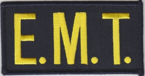 E.M.T. Gold on Midnight Navy Front Panel Patch 2X4