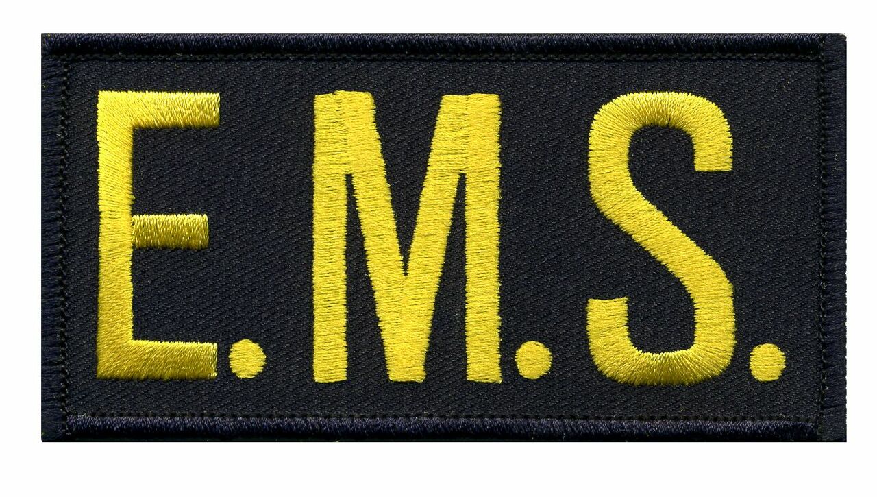 E.M.S. Medium Gold on Midnight Navy Front Panel Patch 2X4