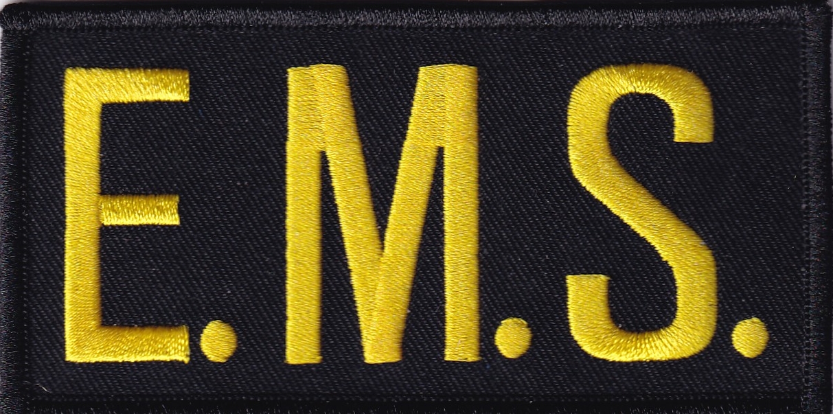 E.M.S. Medium Gold on Black Front Panel Patch 2X4