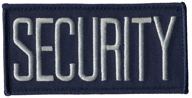 SECURITY 4 X 2 Grey on Navy Blue Front Panel Patch