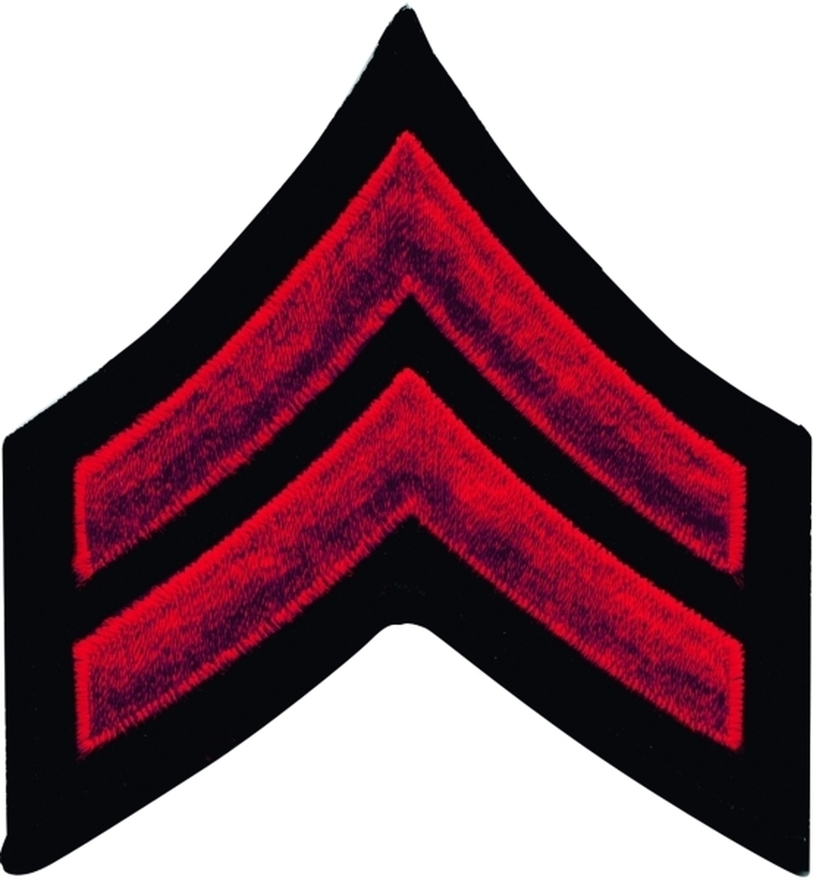 CPL Corporal Chevrons 3" Red on Black Merrowed Edge