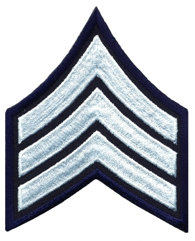SGT Chevrons 3" White on Midnight Navy Merrowed Edge