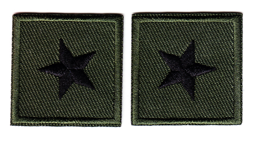 1 Star Black on OD Green 1.25" collar patches SMALL
