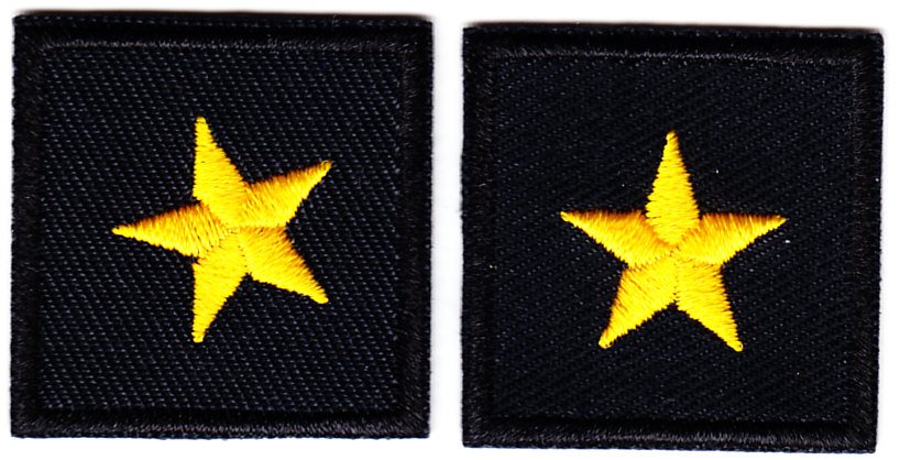 1 Star Gold on Black 1.25" collar patches SMALL