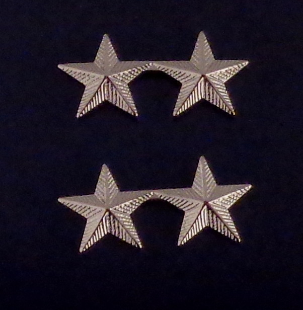 2 Stars 5/8" Corrugated Silver Collar Pins