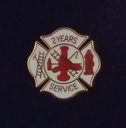 2 YEARS SERVICE Fire Dept Maltese Cross Uniform Lapel Pin
