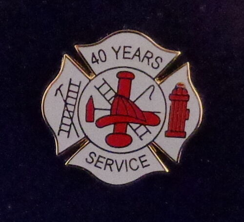 40 YEARS SERVICE Fire Dept Maltese Cross Uniform Lapel Pin