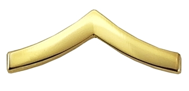 Private PVT Chevron 3/4" wide Gold Pair Collar Pins  Hero's Pride 4404MG