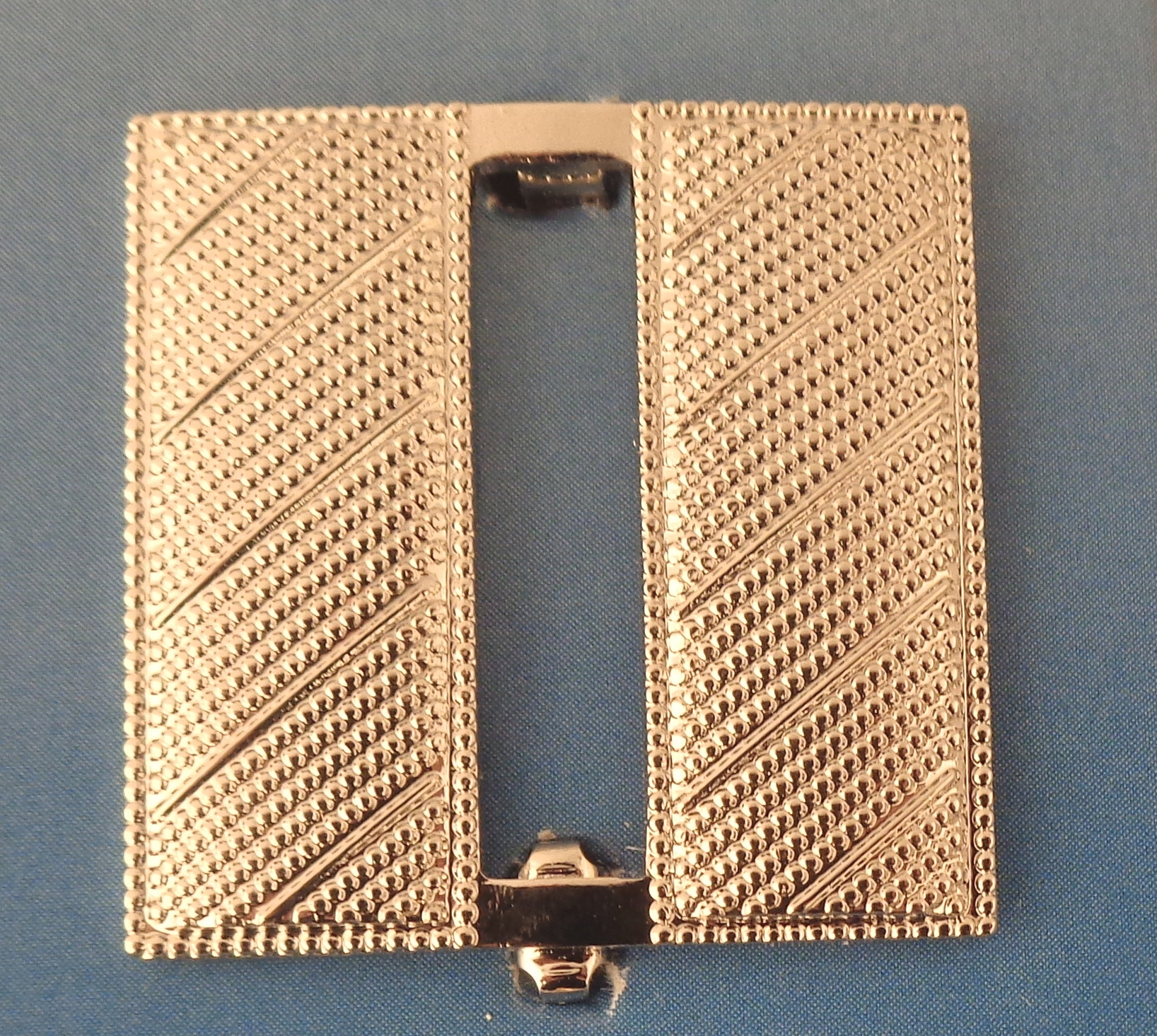 Captain Bars 1" Corrugated Silver Nickel Collar Pins