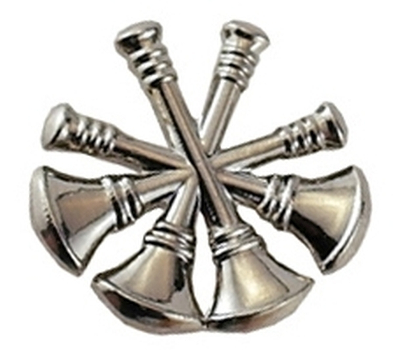 4 Bugles 3/4" Silver Pair Collar Pins  Hero's Pride 4447N