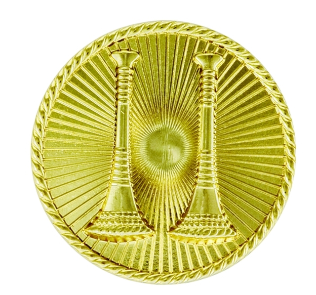 2 Bugles--Parallel 15/16" Gold Discs Hero's Pride Collar Pins 4451G
