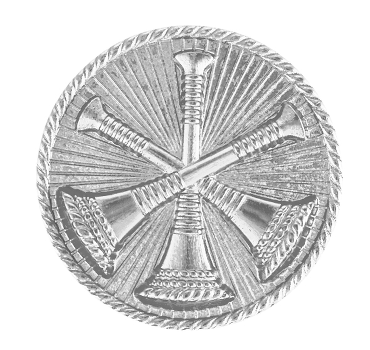 3 Bugles Silver Collar Pins 15/16" Hero's Pride 4453N