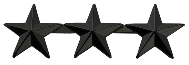 3 Stars 1/2" Black Collar Pins SMALL