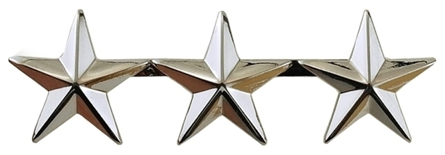 3 stars 5/8" Polished Silver Nickel Collar Pins