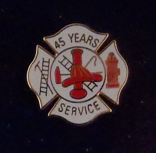 45 YEARS SERVICE Fire Dept Maltese Cross Uniform Lapel
