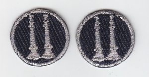 2 Bugles Parallel Silver on Midnight Navy Collar Patches
