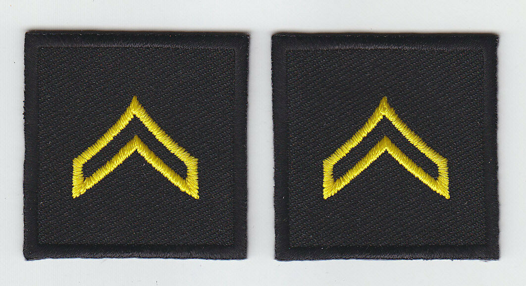 CPL Corporal Medium GOLD on BLACK collar patches Outline Style