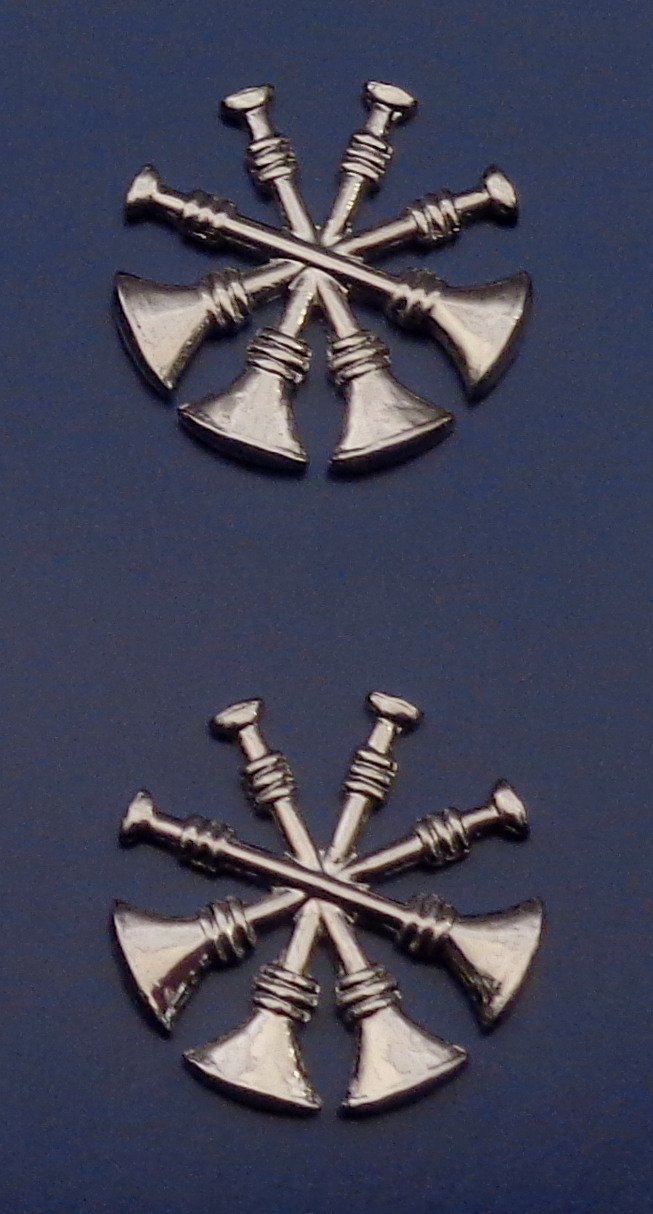 4 Bugles Crossed 3/4" Silver Nickel Fire Collar Pins