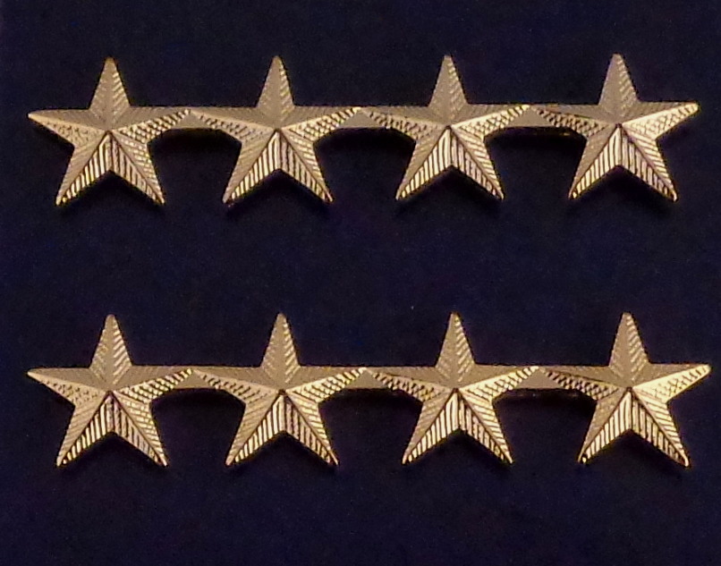 4 Stars 5/8" Corrugated Gold Collar Pins