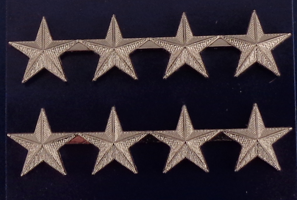 4 Stars 5/8" Corrugated Silver Collar Pins MADE IN USA