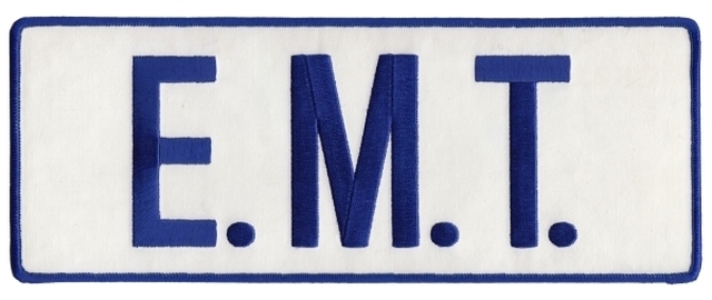 E.M.T. Royal Blue on White Back Panel Uniform Patch 11" X 4" EMT