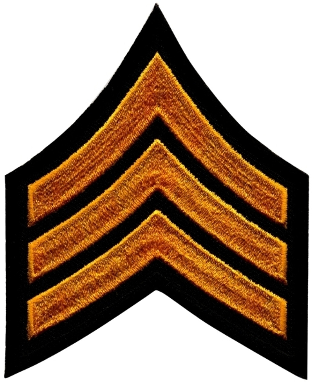 SGT Chevrons 3" Summer Gold on BLACK Laser Cut Edge
