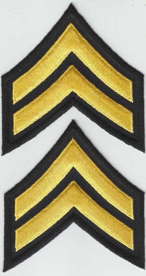 CPL Corporal Chevrons MEDIUM GOLD on BLACK 3 X 3.25 CDCR
