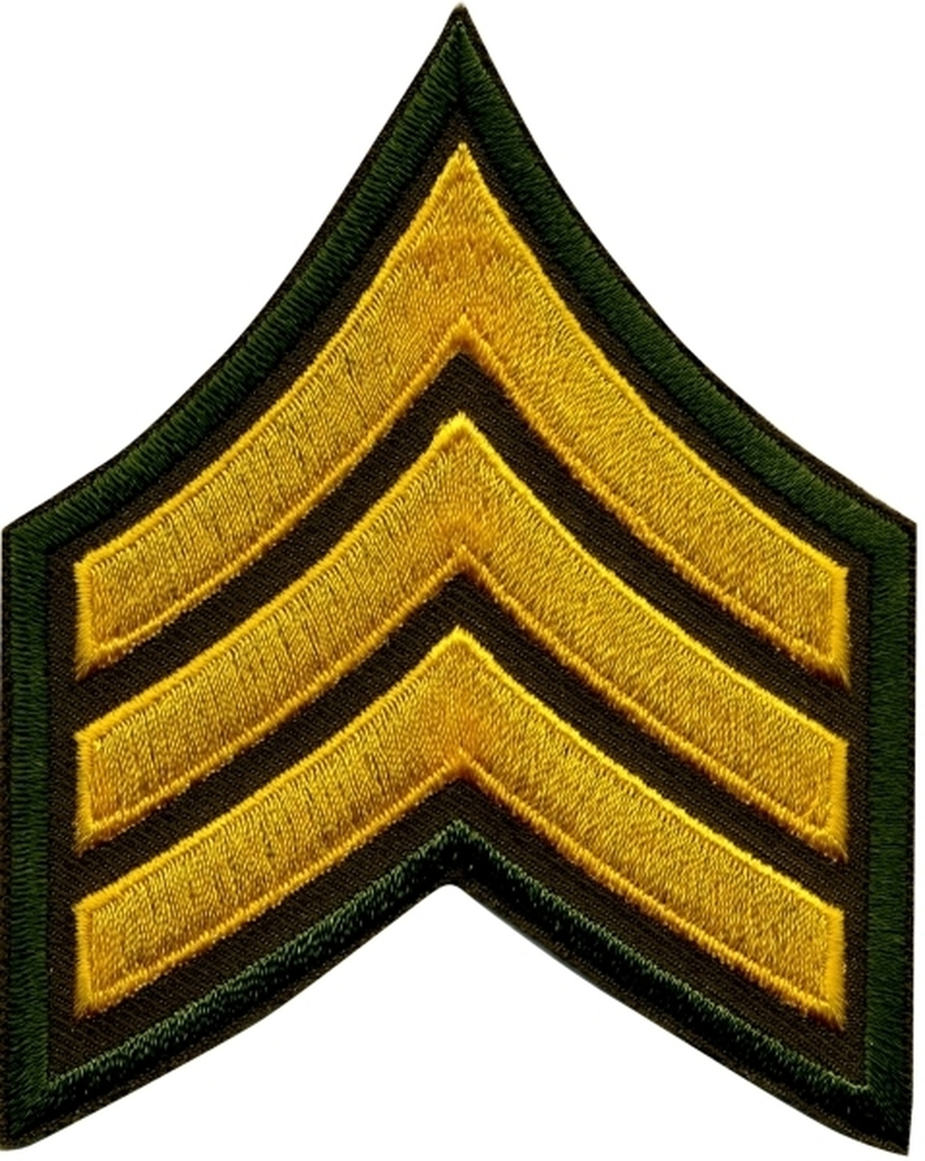 SGT sergeant Chevrons Medium Gold on OD Green 3" Laser Cut Edge Style