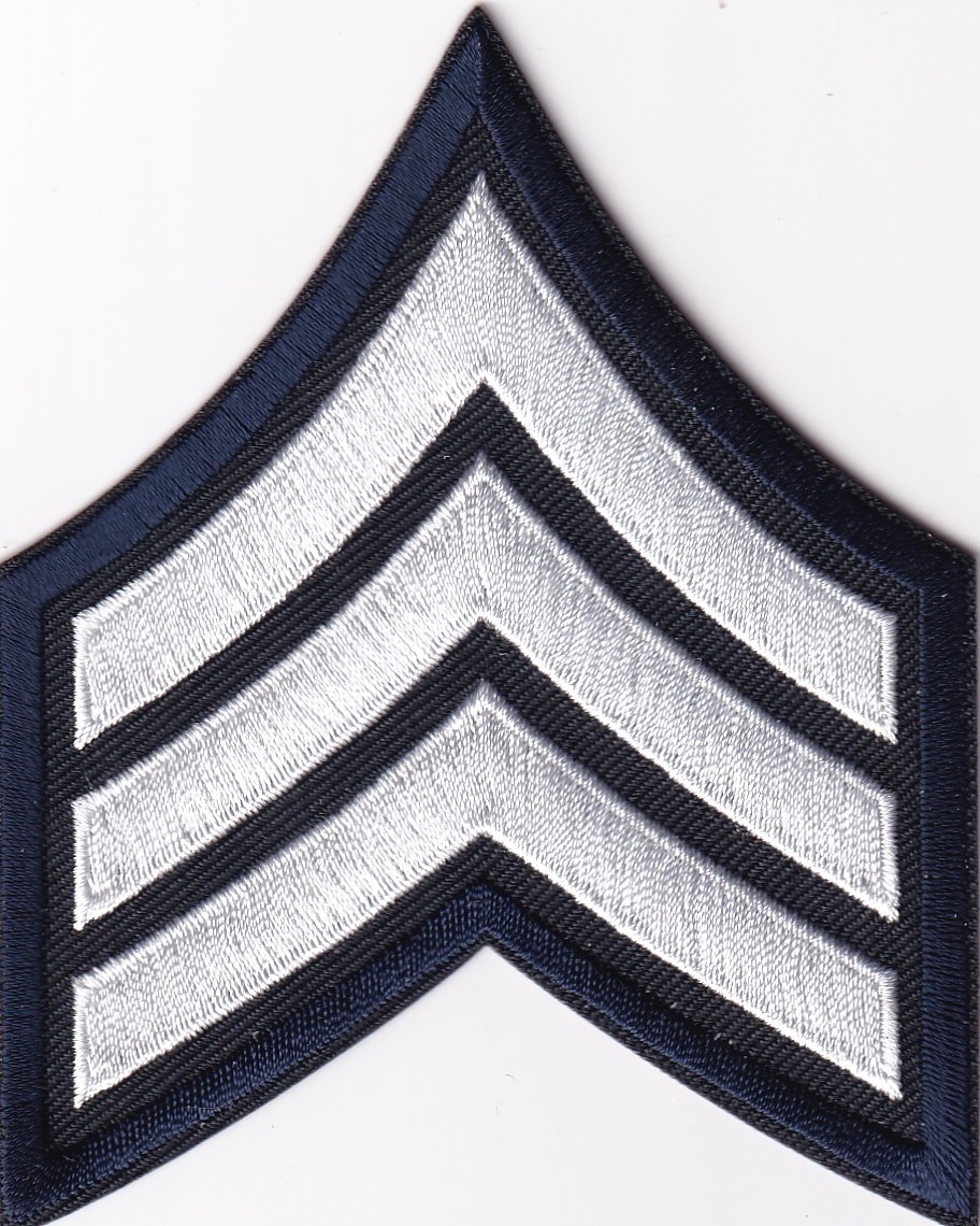 SGT Chevrons 3" White on Midnight Navy Laser Cut Edge