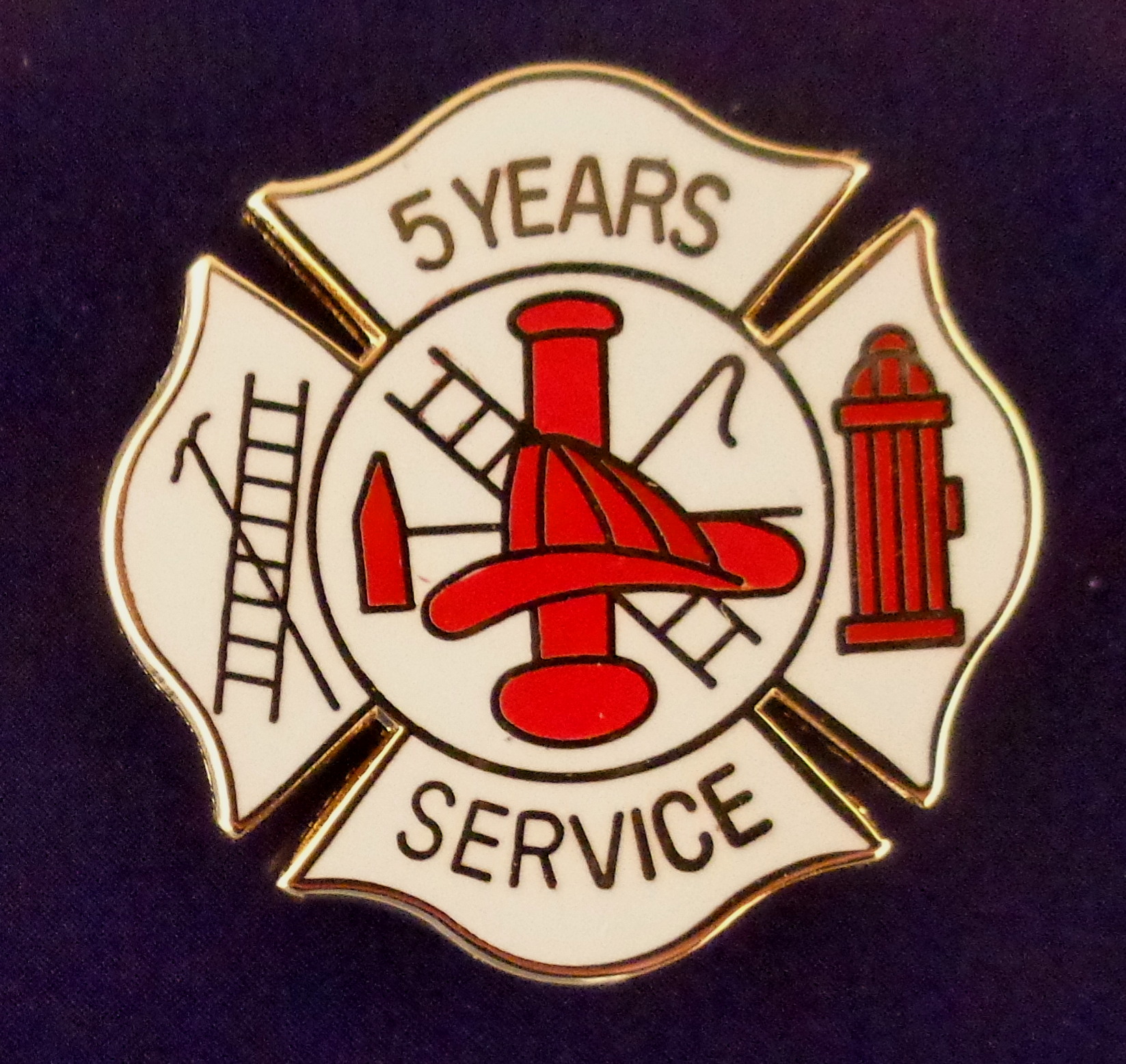 5 YEARS SERVICE Fire Dept Maltese Cross Uniform Lapel Pin