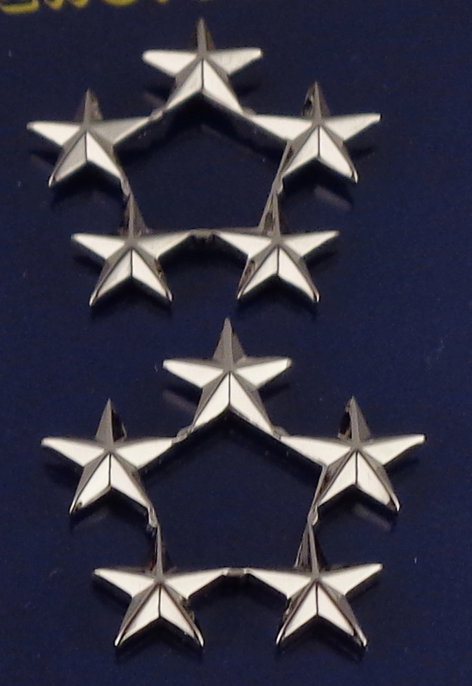 5 stars 7/16" Cluster Silver Police Chief or Sheriff Collar Pins