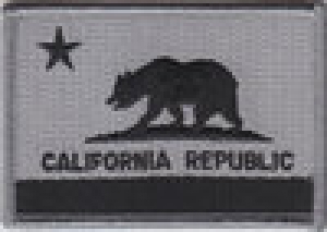 California CA State Flag Patch SUBDUED BLACK on GREY