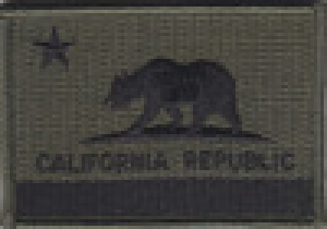 California CA State Flag Patch SUBDUED BLACK on OD GREEN