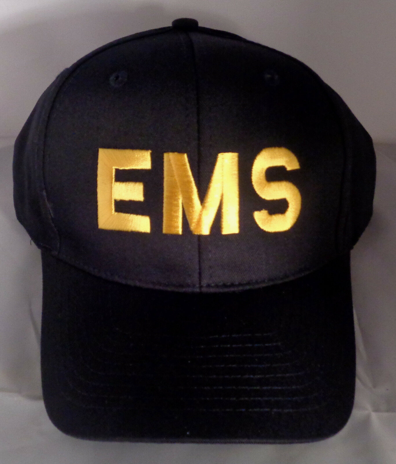 EMS Medium Gold Lettering on DARK NAVY twill baseball hat cap