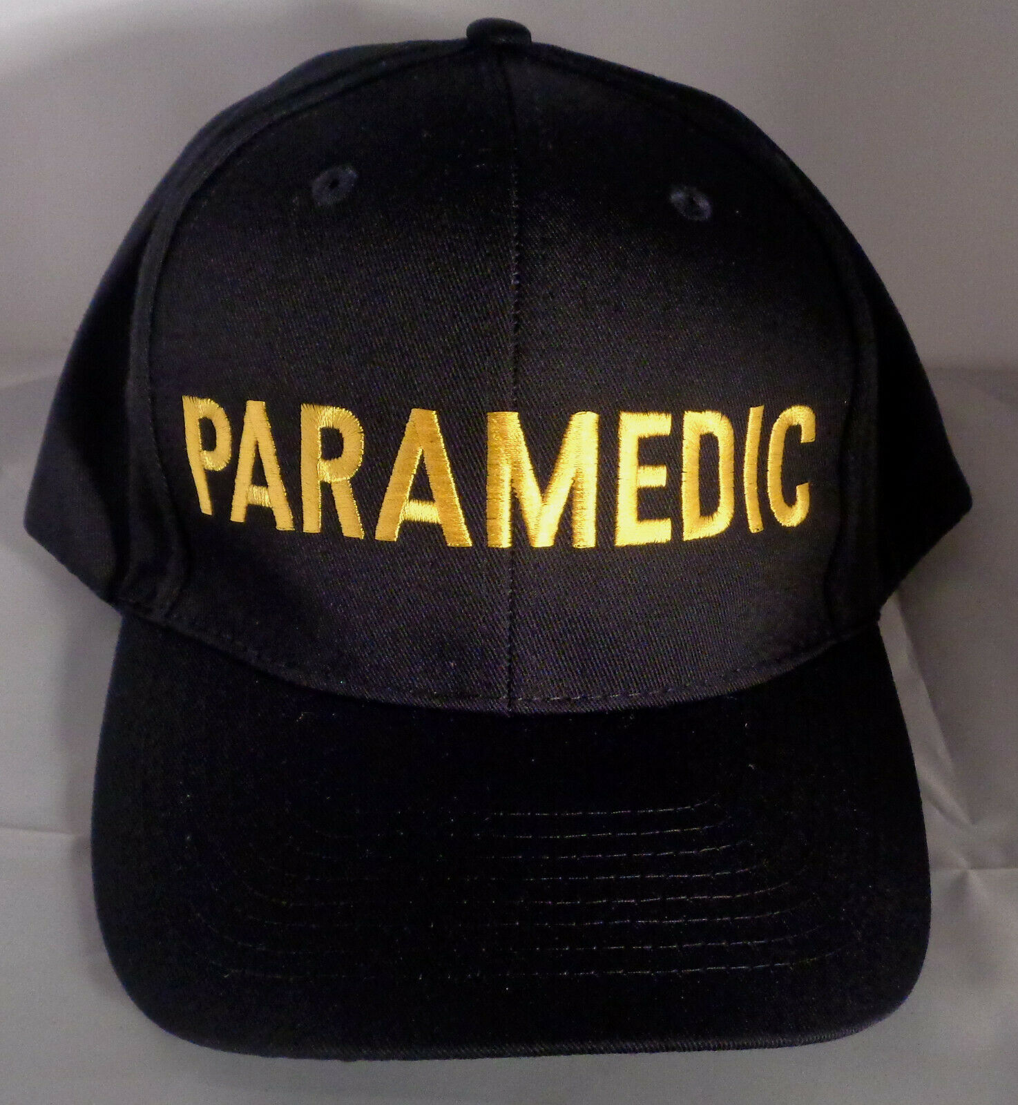 PARAMEDIC Medium Gold Lettering on DARK NAVY twill baseball hat
