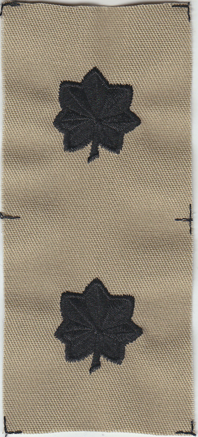 LTC or Major BLACK on DESERT TAN sew-on rank insignia patches