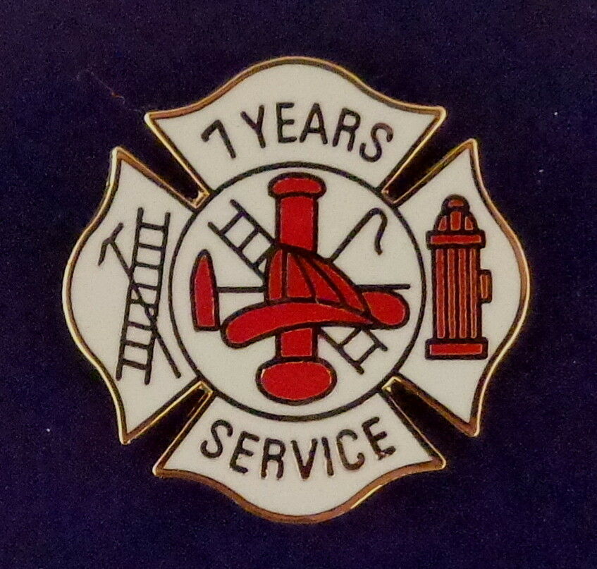7 YEARS SERVICE Fire Dept Maltese Cross Uniform Lapel Pin