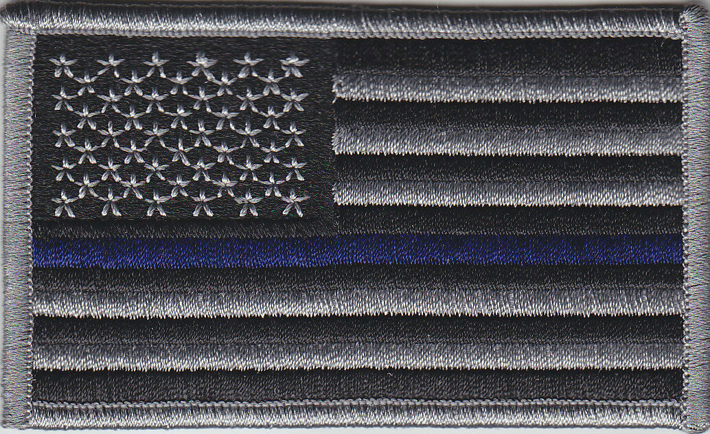 THIN BLUE LINE U.S. FLAG Patch SUBDUED Grey on Black