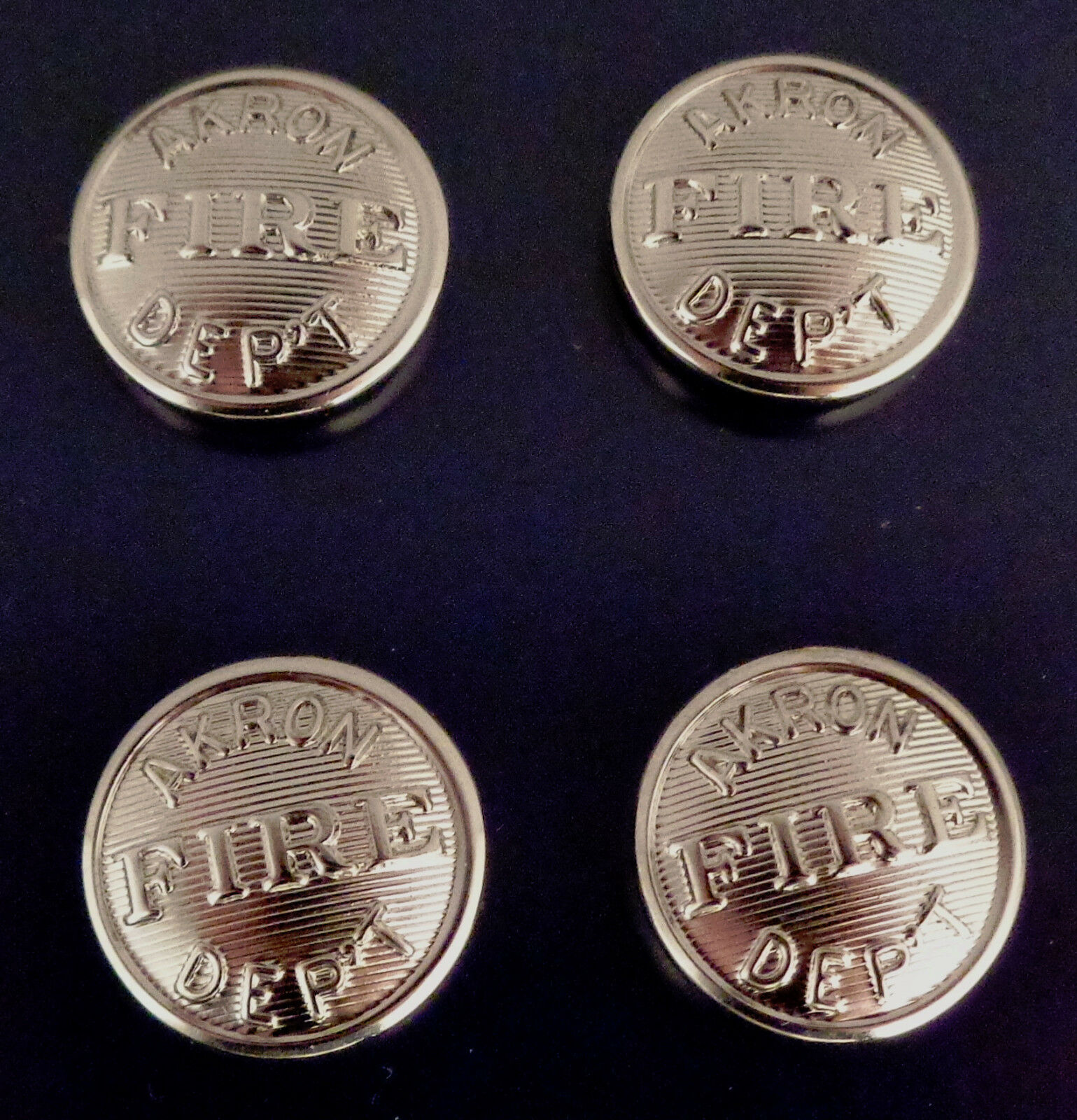 Akron Fire Department Uniform Buttons set of 4 small silver