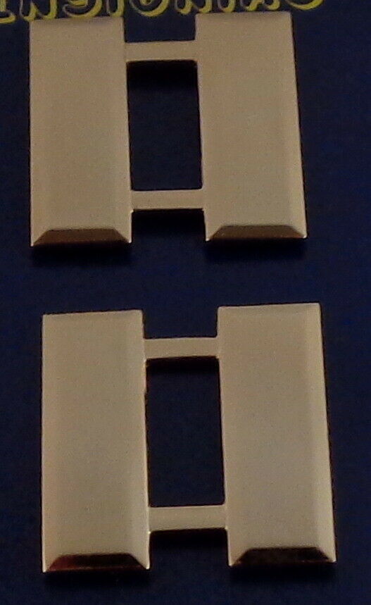 Captain Bars POLISHED GOLD 1 1/16" LARGE Pair Collar Pins