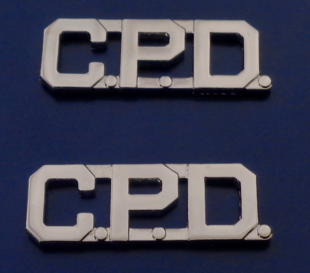C.P.D. silver 1/2" Letters Collar Pins CPD